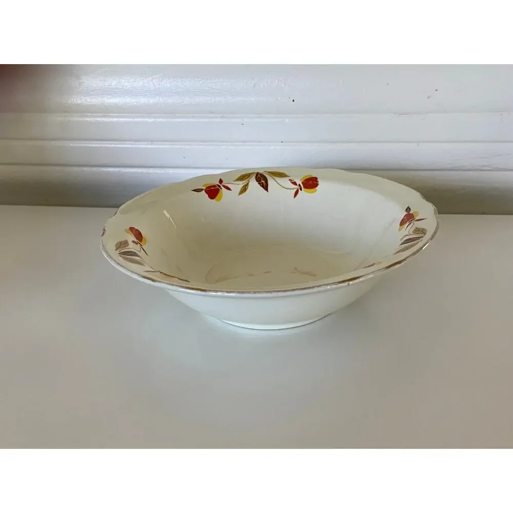 VINTAGE 1930s Hall China Mary Dunbar Autumn Leaf Pattern Dessert Fruit Bowl Dish